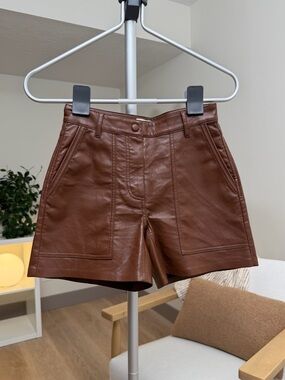 Women’s | Aritzia Wilfred Faux Leather Shorts, Brown | Size 0